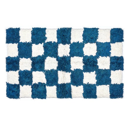 Checkerboard Navy Bath Rug