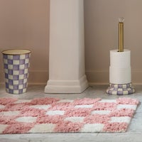 Checkerboard Pink Bath Rug