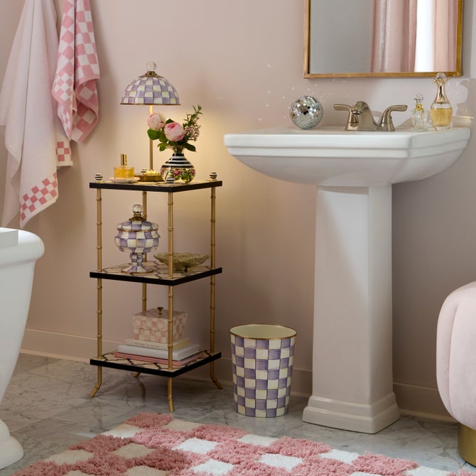 Checkerboard Pink Bath Rug image number 4