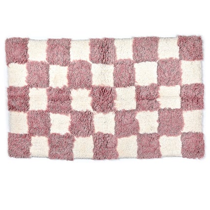 Checkerboard Pink Bath Rug