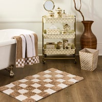 Checkerboard Taupe Bath Rug