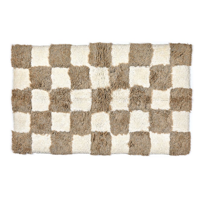 Checkerboard Taupe Bath Rug image number 0