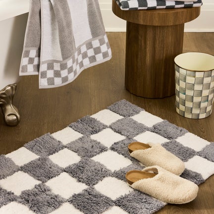Checkerboard Grey Bath Rug