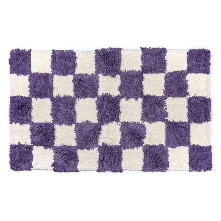 Checkerboard Plum Bath Rug
