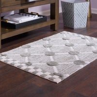 Grey Lattice & Dot Bath Rug