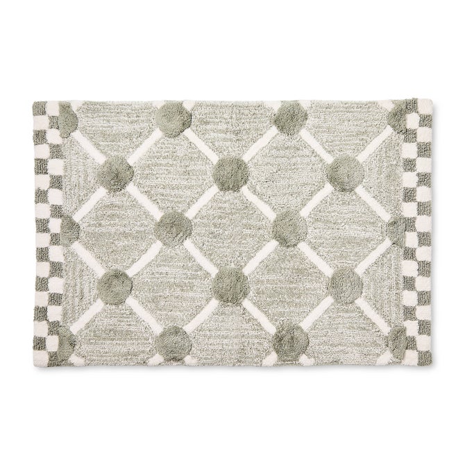 Grey Lattice & Dot Bath Rug image number 0