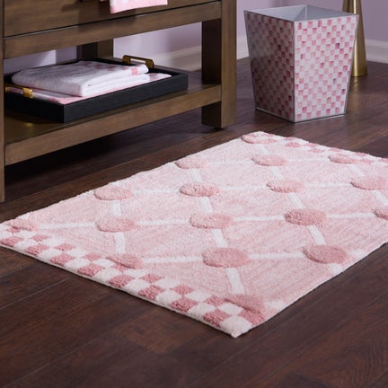 Pink Lattice & Dot Bath Rug