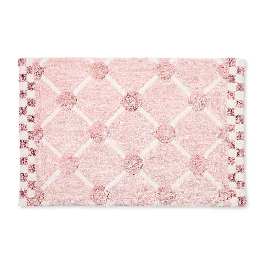 Grey Lattice & Dot Bath Rug - Pink mackenzie-childs Panama imagen 1