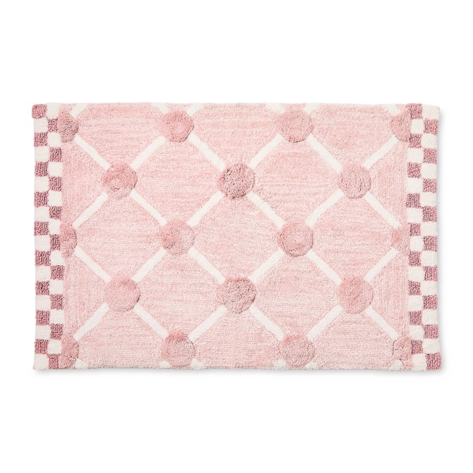 Pink Lattice & Dot Bath Rug image number 0