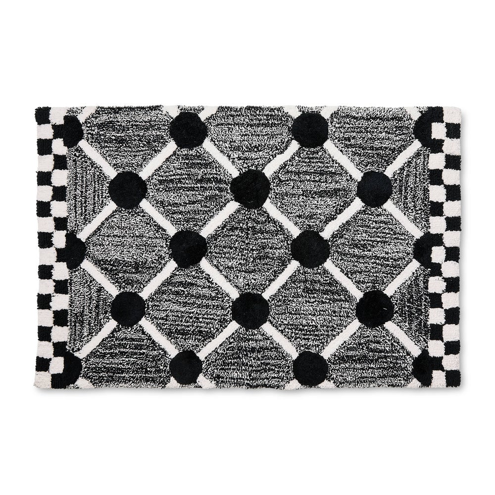 Grey Lattice & Dot Bath Rug - Black mackenzie-childs Panama imagen 1