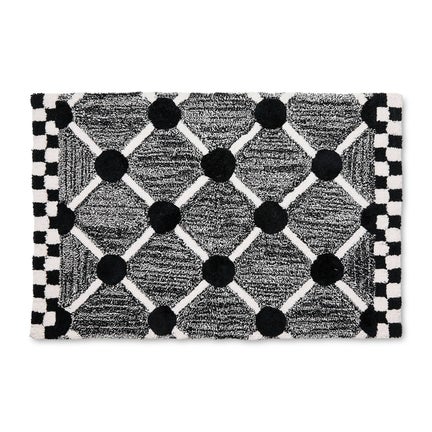 Black Lattice & Dot Bath Rug