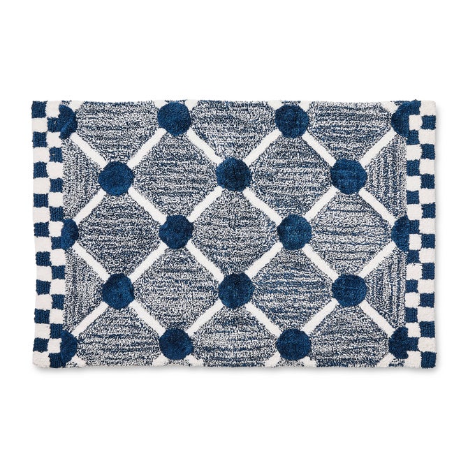 Navy Lattice & Dot Bath Rug image number 0