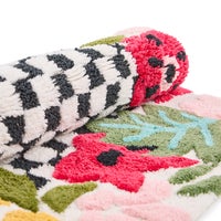 Flower Checkerboard Bath Rug