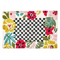 Flower Checkerboard Bath Rug