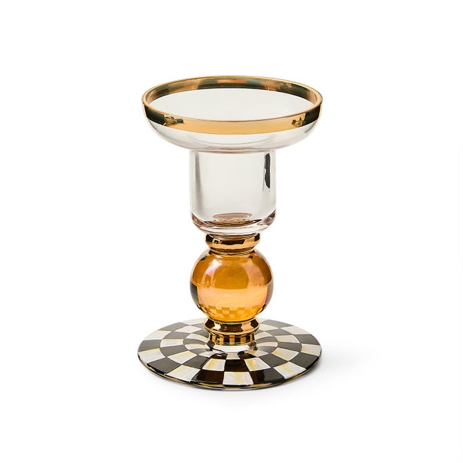 Courtly Check Small Glass Candlestick image number 0