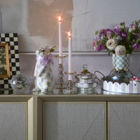 Sterling Check Small Glass Candlestick