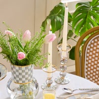 Sterling Check Small Glass Candlestick