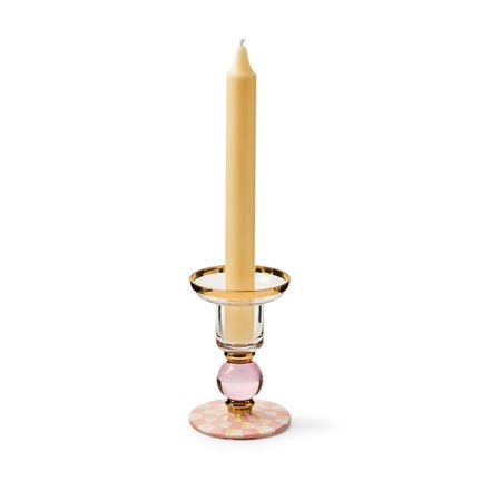 Rosy Check Small Glass Candlestick