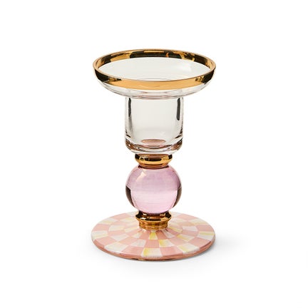Rosy Check Small Glass Candlestick