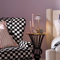 Violet Check Small Glass Candlestick