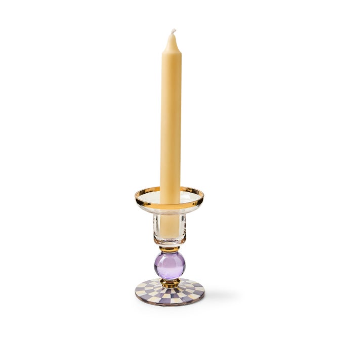 Violet Check Small Glass Candlestick image number 2