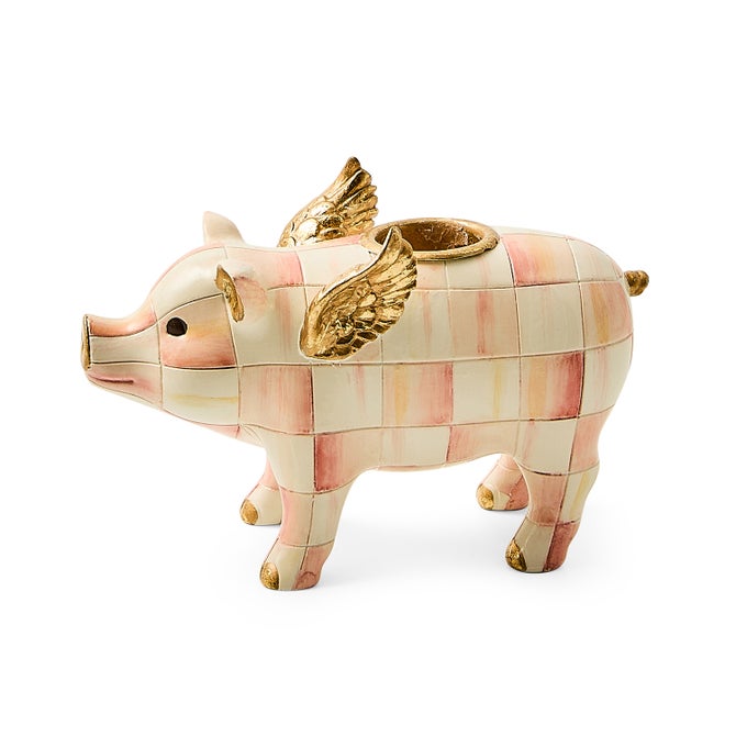 Rosy Check Flying Pig Candle Holder image number 0