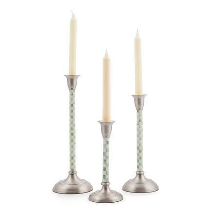 Sterling Check Small Candlestick