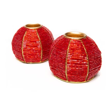 Small Sphere Check Candle Holders, Set of 2