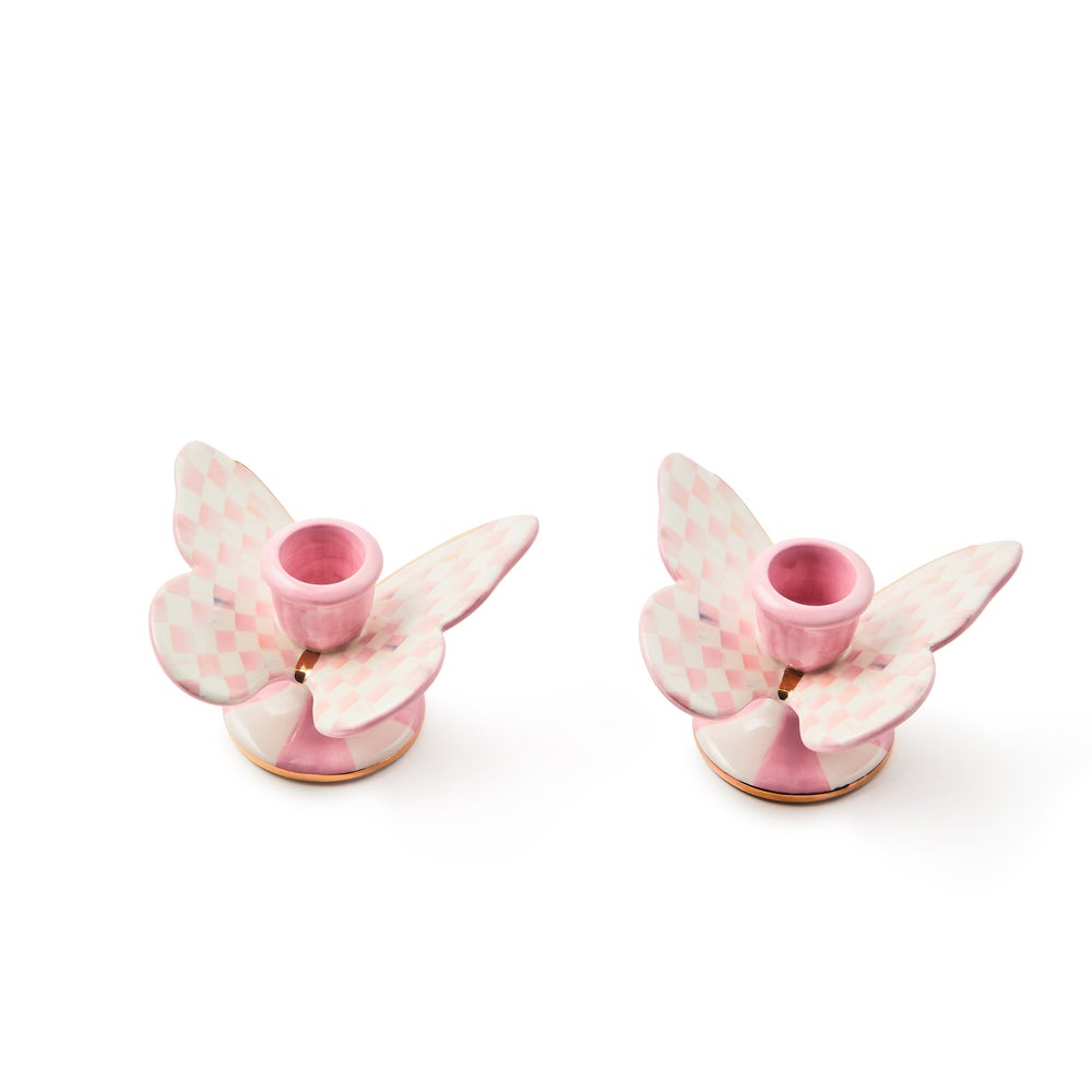 Rosy Check Butterfly Candle Holders, Set of 2 mackenzie-childs Panama imagen 1