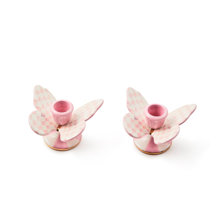 Rosy Check Butterfly Candle Holders, Set of 2 image number 0