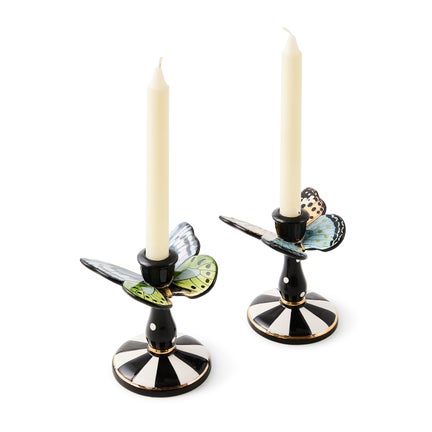 Butterfly Toile Tall Butterfly Candlesticks, Set of 2
