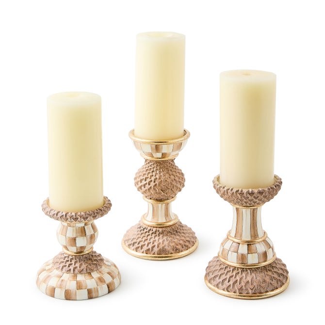 Mocha Pillar Candle Holders, Set of 3 image number 2