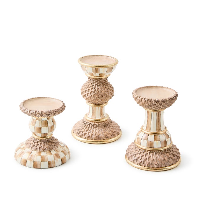 Mocha Pillar Candle Holders, Set of 3 image number 0