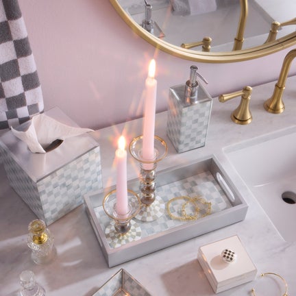 Sterling Check Large Glass Candlestick