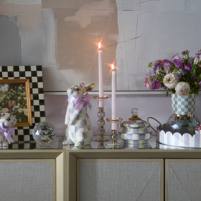 Sterling Check Large Glass Candlestick image number 3