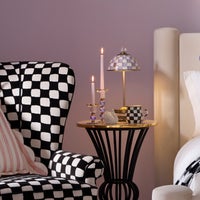 Violet Check Large Glass Candlestick