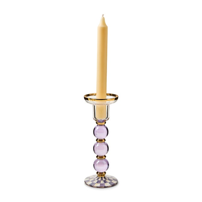 Violet Check Large Glass Candlestick image number 2