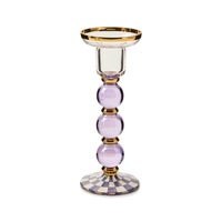 Violet Check Large Glass Candlestick