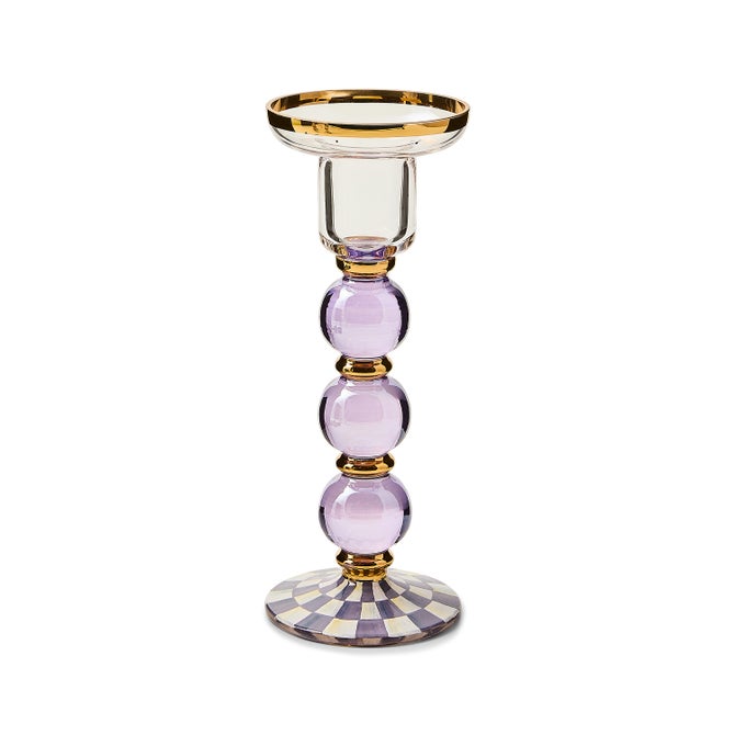 Violet Check Large Glass Candlestick image number 0