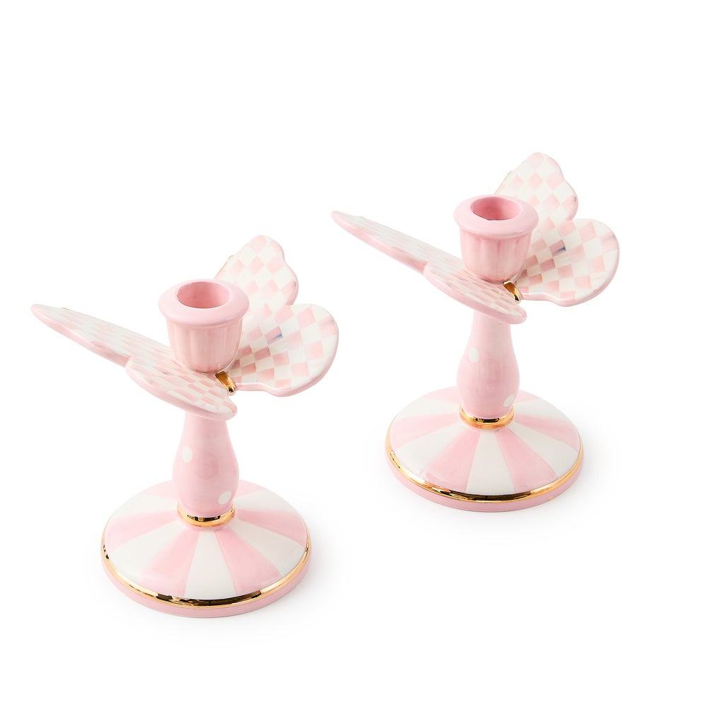 Rosy Check Tall Butterfly Candlesticks, Set of 2 mackenzie-childs Panama imagen 1