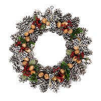 Holly Pinecone 16" Wreath