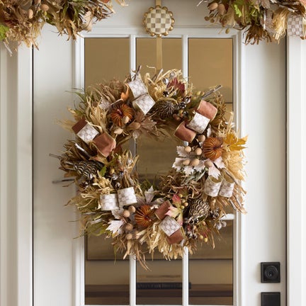 Mocha Check Harvest 25" Wreath