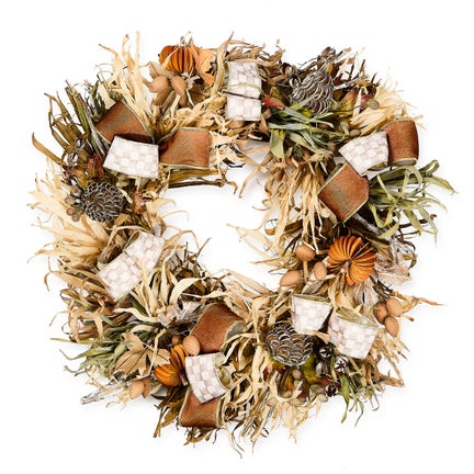 Mocha Check Harvest 25" Wreath