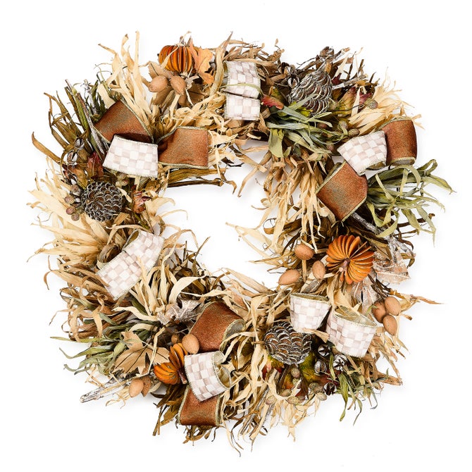 Mocha Check Harvest 25" Wreath image number 0