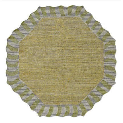 Jute Scalloped Purple and Green 6' Octagon Rug