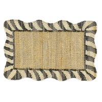 Jute Scalloped Black & White Rug