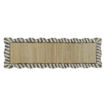 Jute Scalloped Black and White 2'6" x 8' Runner Rug