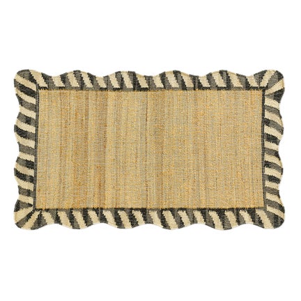 Jute Scalloped Black and White 3' x 5' Rug