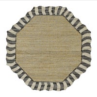 Jute Scalloped Black & White Rug