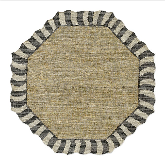Jute Scalloped Black & White Rug image number 4